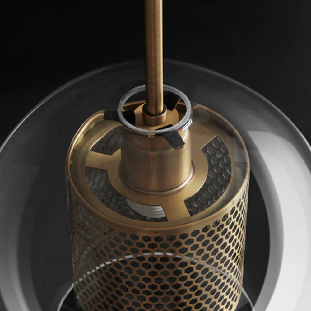 Modern Glass Pendant Light with Perforated Metal Inner Shade �C Contemporary Ceiling Fixture