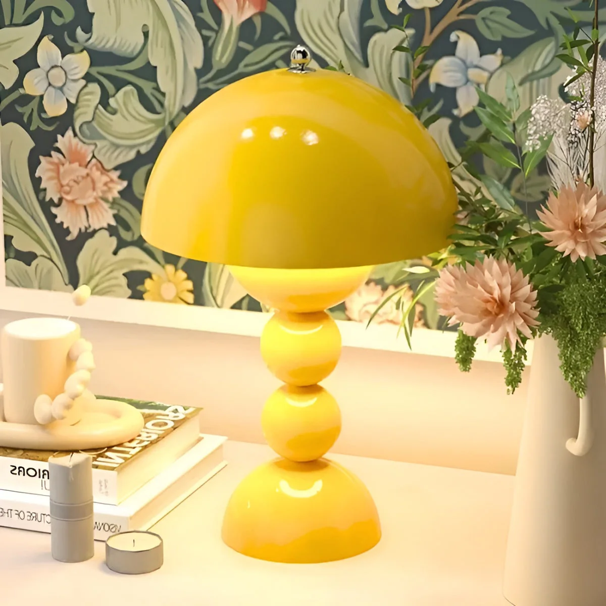 Scandinavian Design Table Lamp with Dimmable LED and Glossy Finish