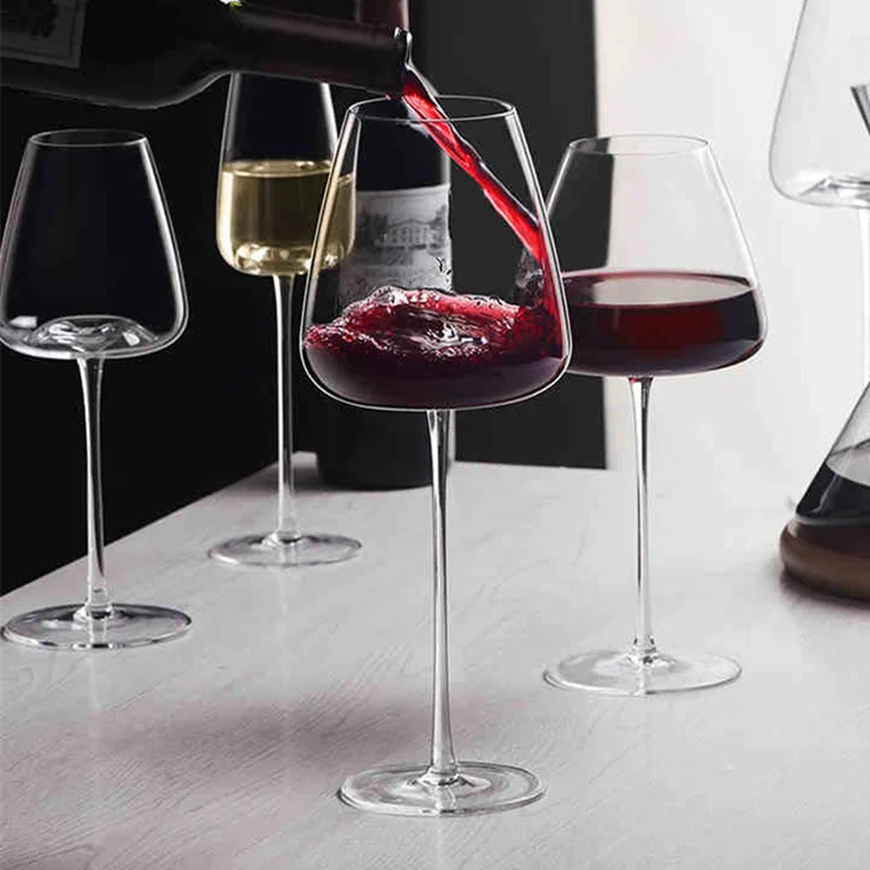 Handmade Crystal Wine & Champagne Glass Set with Tapered Stem - 4 Sizes