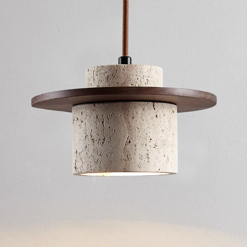 Modern Travertine Pendant Light - Natural Stone Minimalist Design