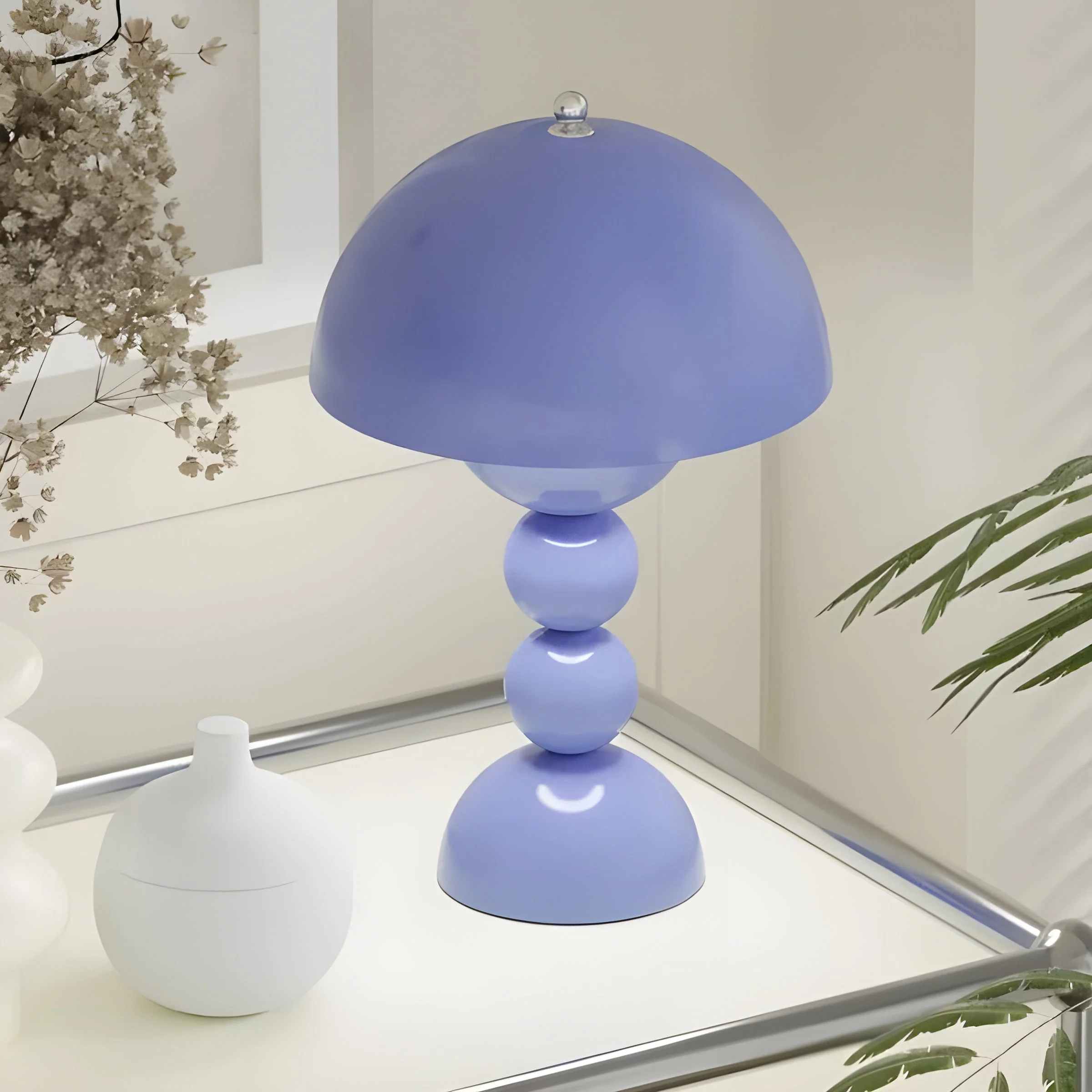 Scandinavian Design Table Lamp with Dimmable LED and Glossy Finish