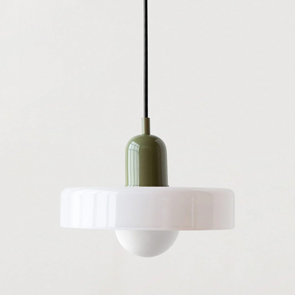 Modern Bauhaus Pendant Light with Glossy Glass Shade