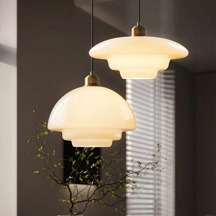 Modern Minimalist Glass Pendant Lamp with Brass Accents