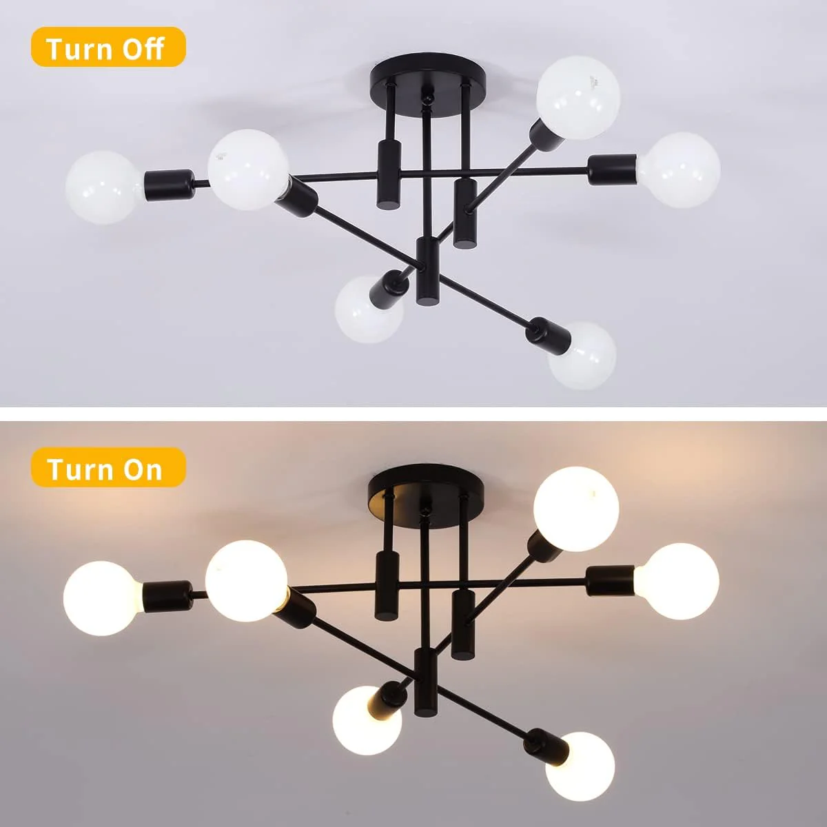 Modern Nordic Flush Ceiling Light �C Minimalist Metal Fixture with Geometric Design