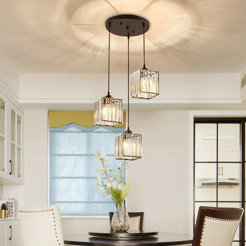 Modern Multi-Light Glass Pendant Light �C Sleek Geometric Design for Kitchen or Dining Room