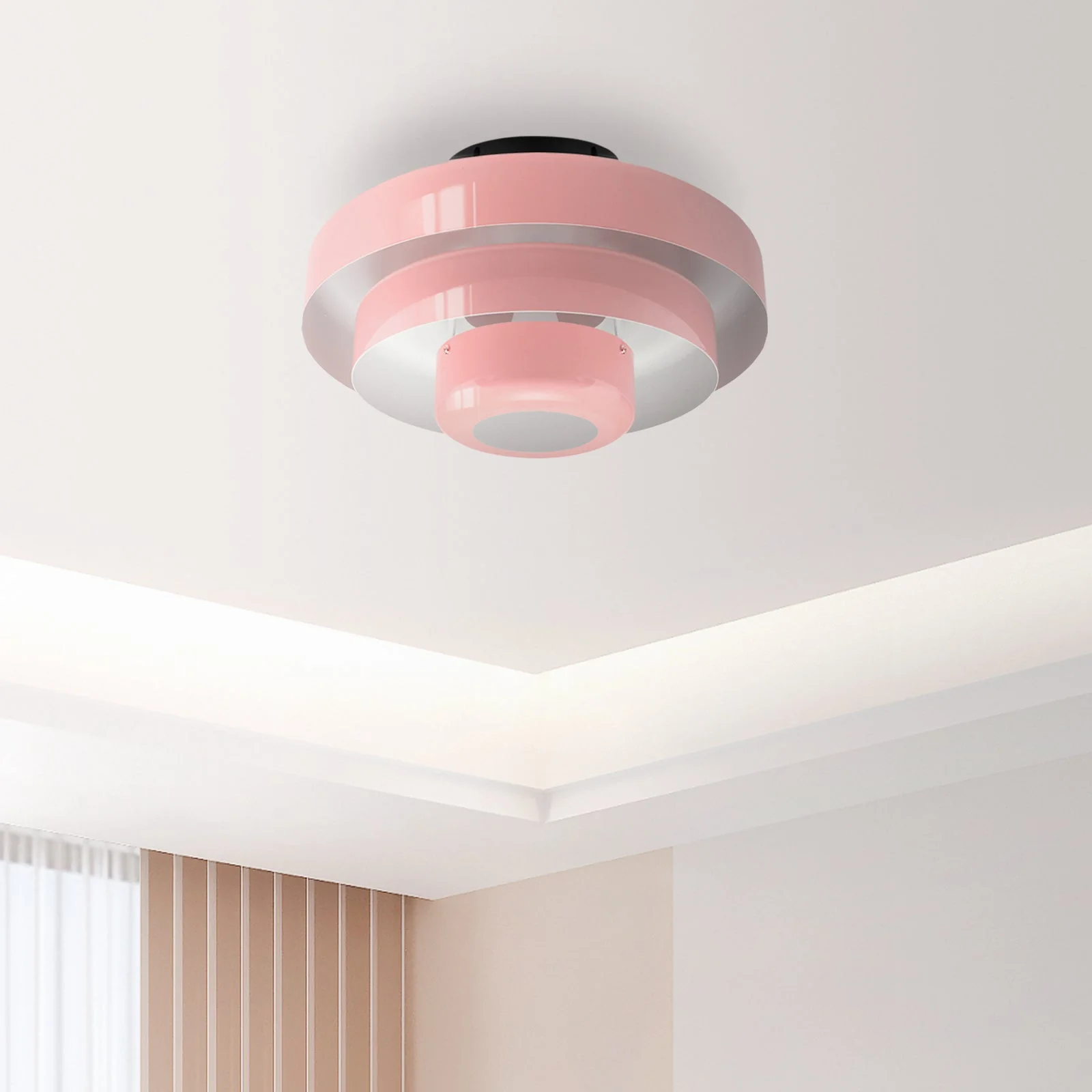 Mid-Century Modern Iron Flush Mount Ceiling Light with Tiered Geometric Design