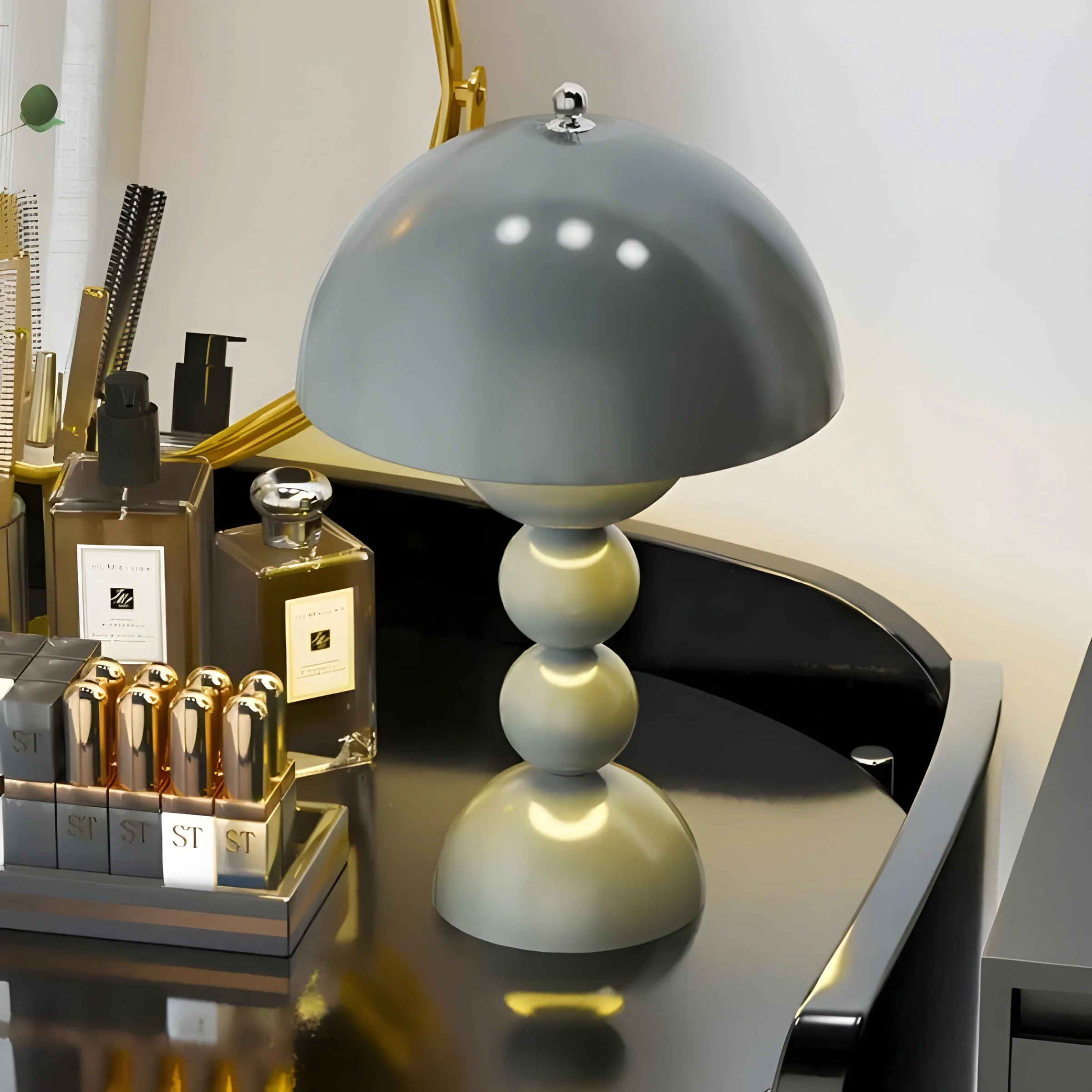 Scandinavian Design Table Lamp with Dimmable LED and Glossy Finish