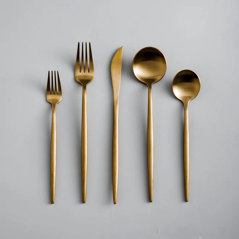 Minimalist Stainless Steel Cutlery Set with Tapered Handles
