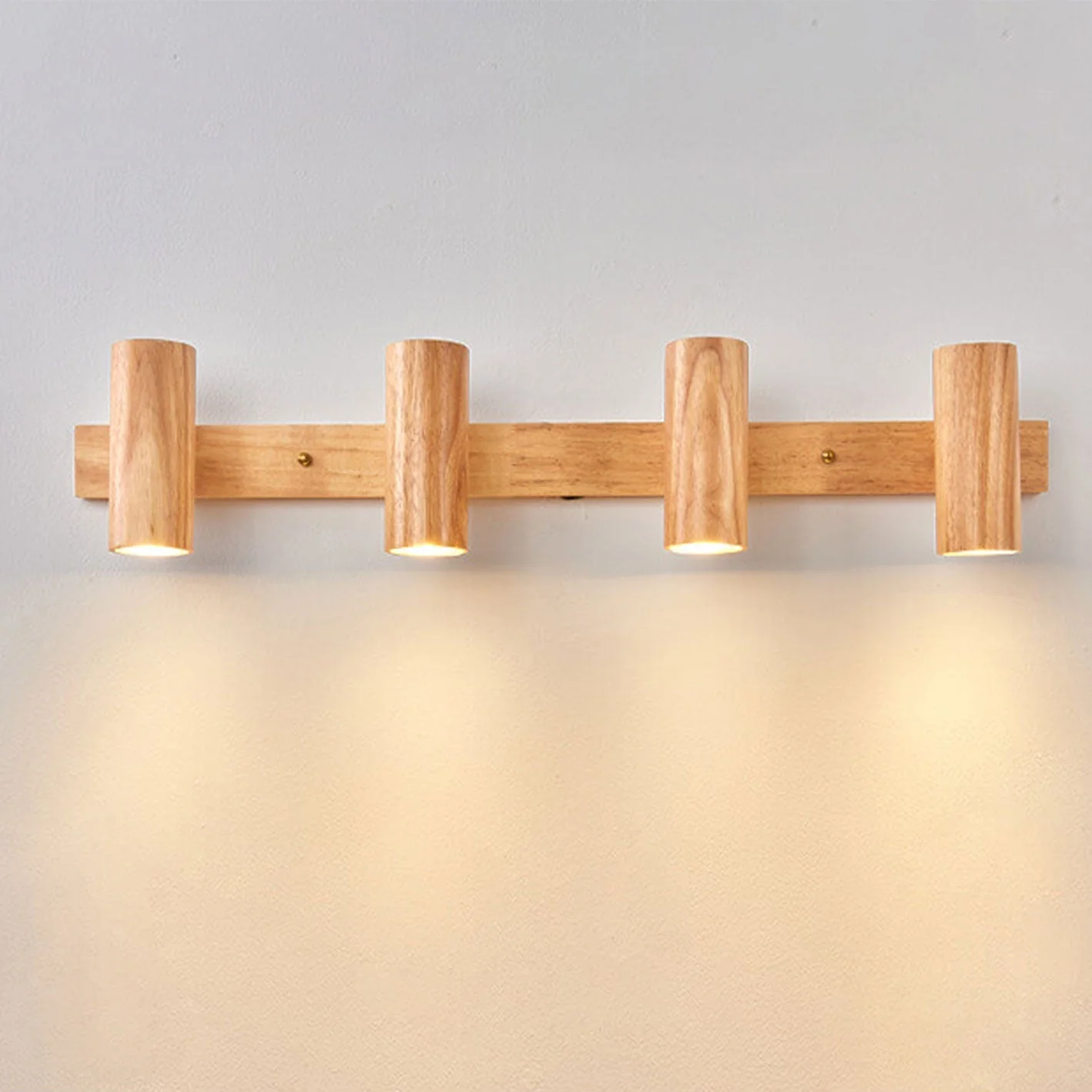 Modern Wooden Wall Light with Built-in LED �C Minimalist Sconce in 1/3/4 Spot Designs