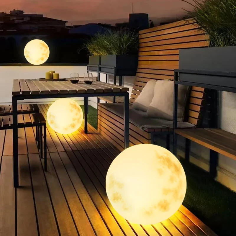 Outdoor Moon-Inspired LED Garden Globe Lamp - USB Rechargeable & Weatherproof