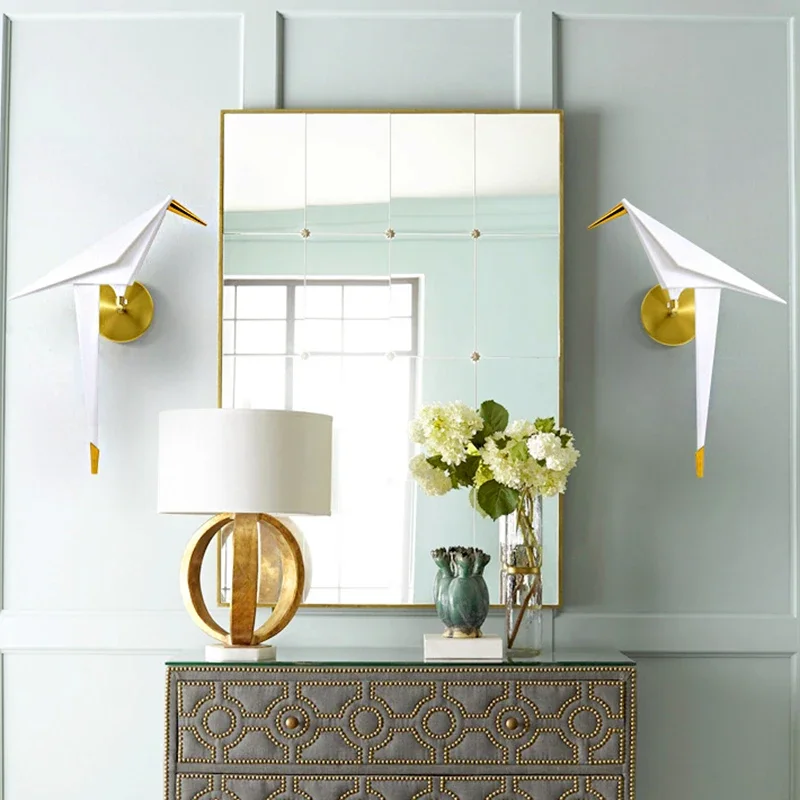 Modern Origami Bird Wall Sconce �C LED Warm Light, Matte Finish, Artistic Design