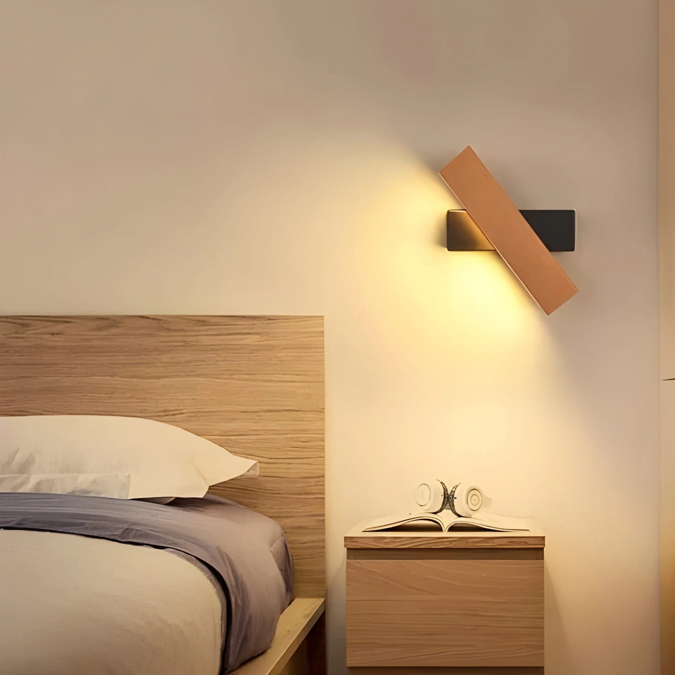 Modern Scandinavian Wooden LED Wall Light �C Minimalist Adjustable Wall Sconce