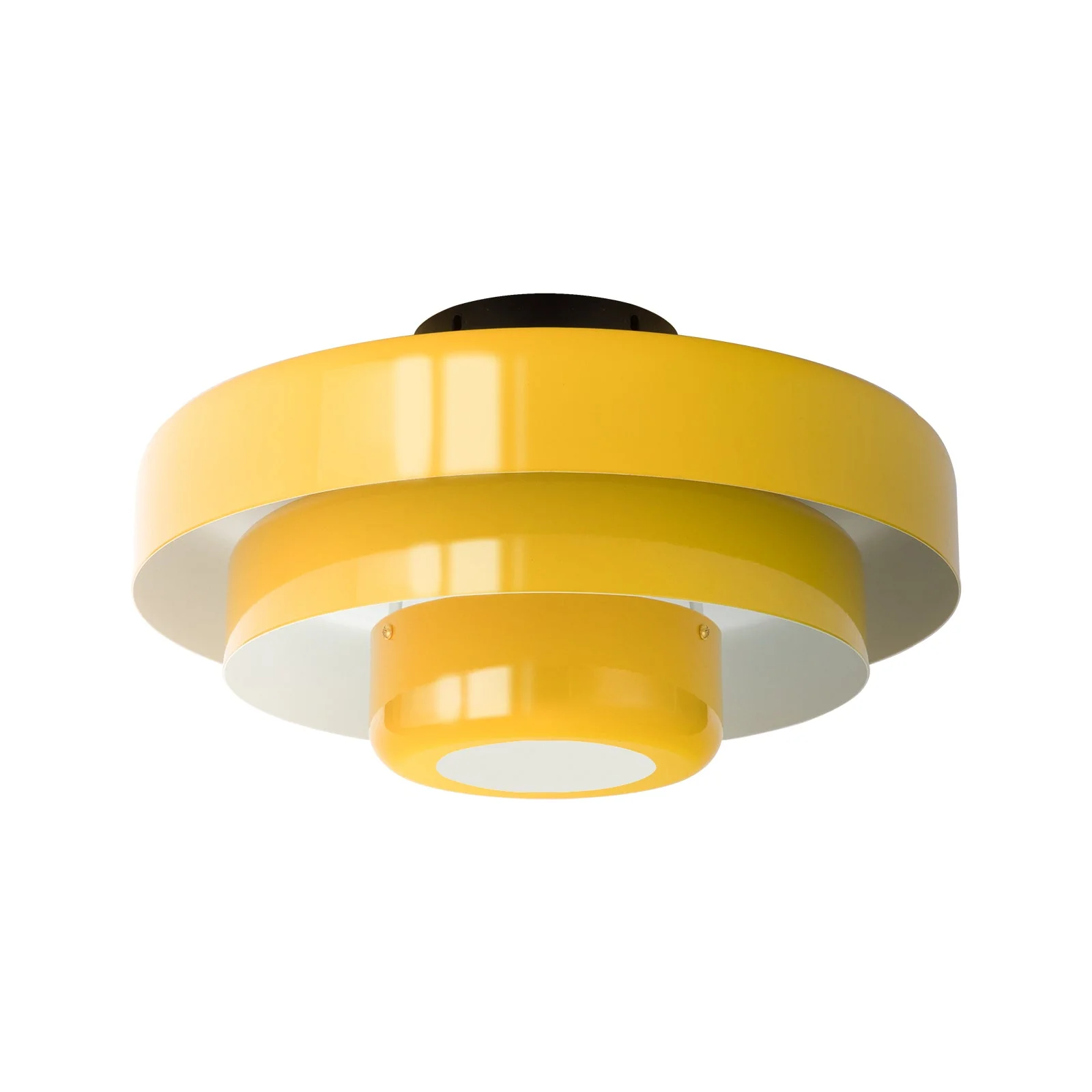 Mid-Century Modern Iron Flush Mount Ceiling Light with Tiered Geometric Design
