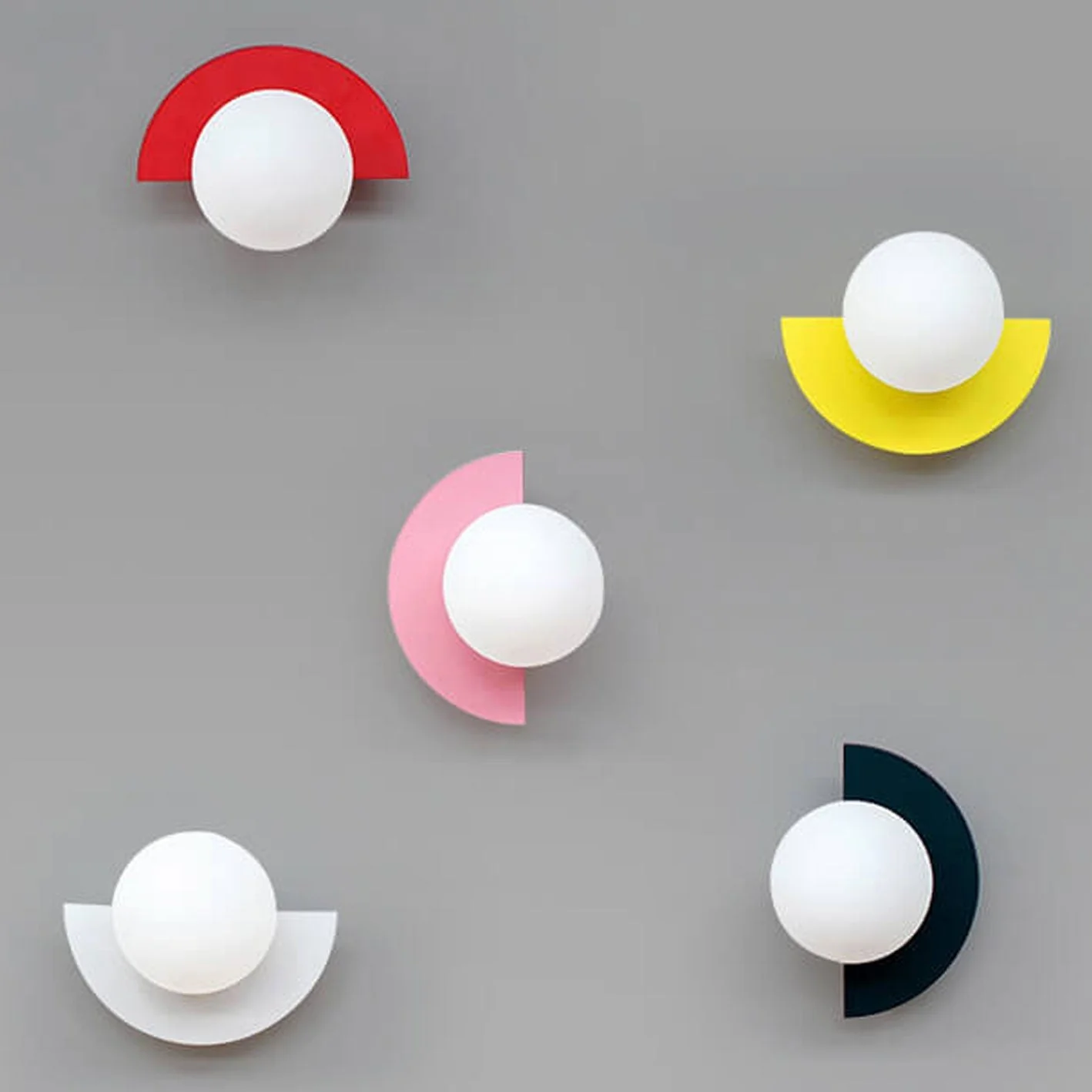 Glass Globe Wall Sconce, Modern Minimalist Light with Geometric Semicircle Base