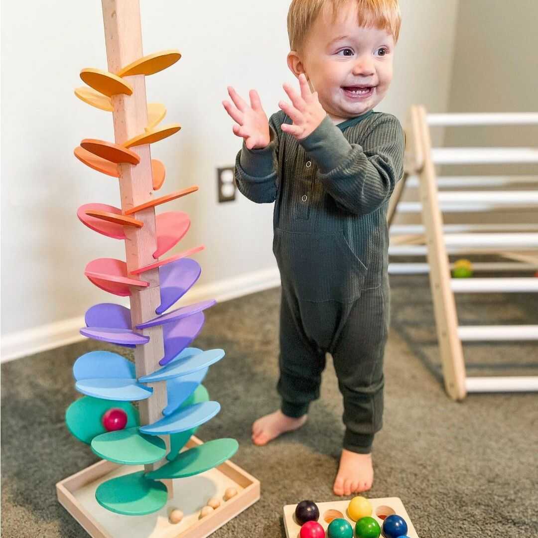 Wooden Marble Run Tower �?Enhances Creativity & Fine Motor Skills