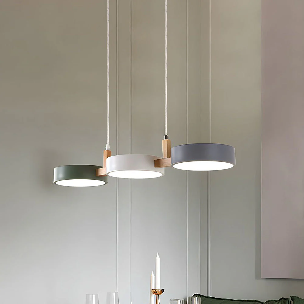 Modern Nordic Triple Cylinder Pendant Light with Wood Accent �C LED, 77cm Ceiling Fixture