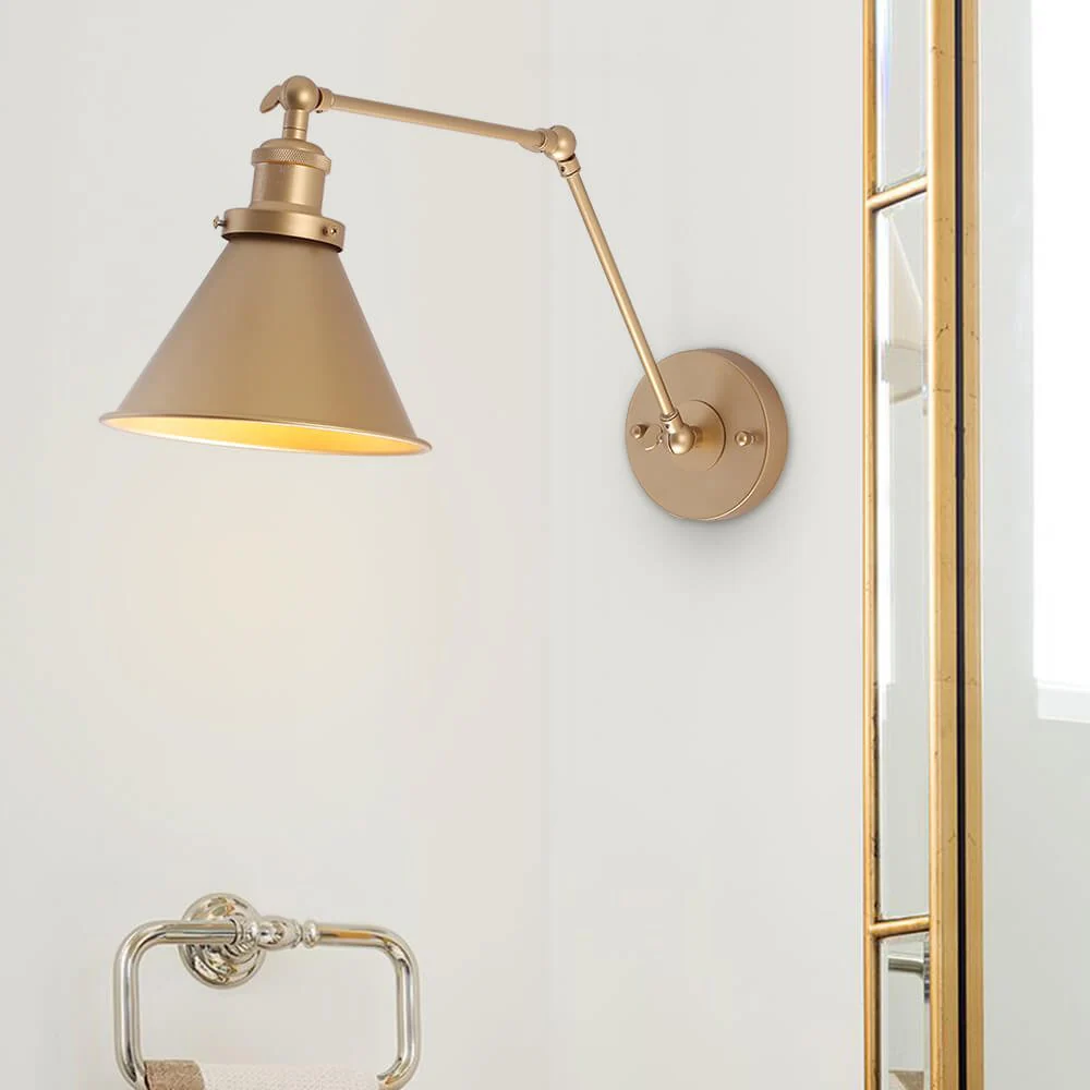 Industrial Adjustable Wall Sconce with Pivot Arm and Dimmable Function