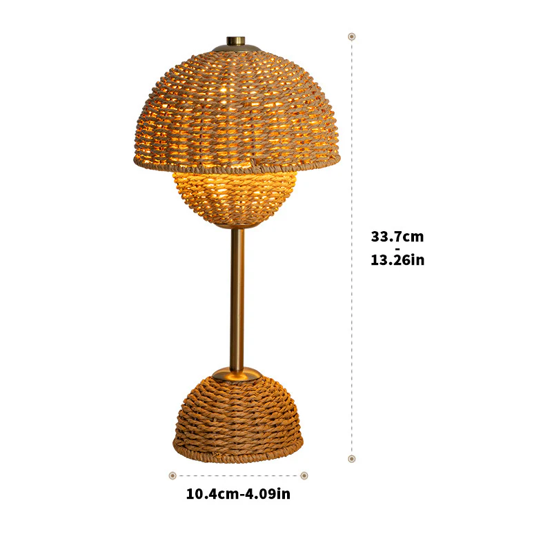 Eco-Friendly Bamboo Rattan Table Lamp with LED Ambient Glow