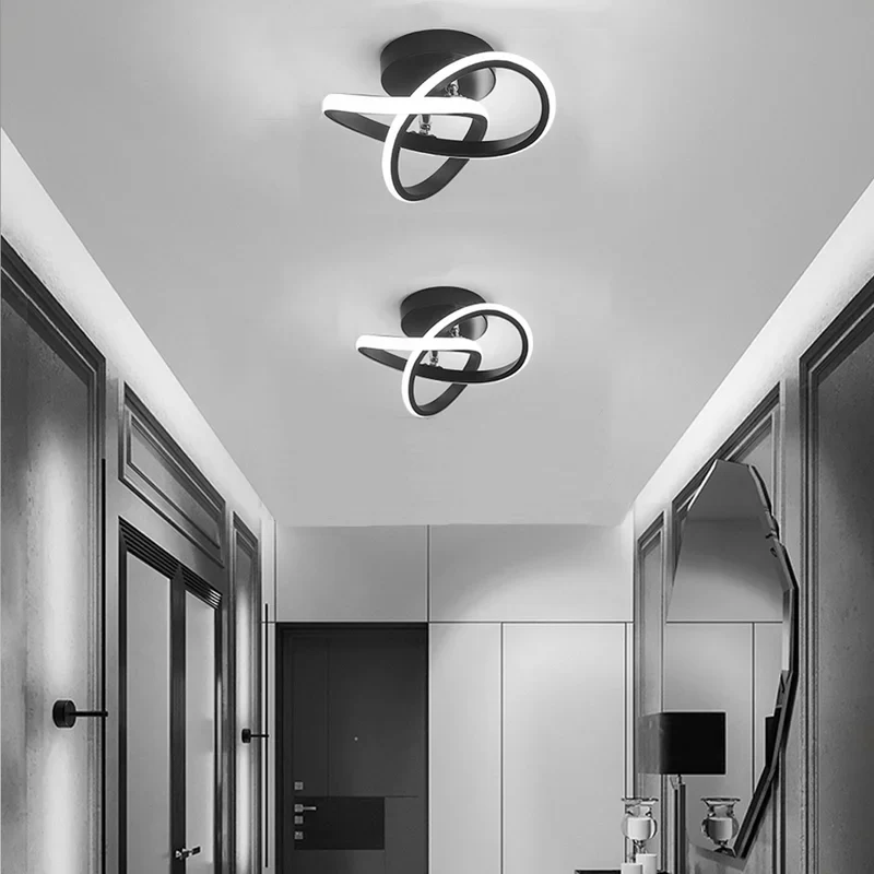 Modern LED Ceiling Light with Sculptural Loop Design �C Iron & Acrylic Flush Mount