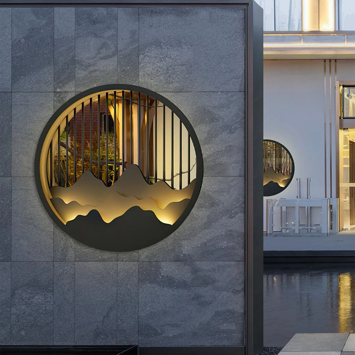 Modern Outdoor Wall Light �C Weatherproof LED Garden Lamp with 3D Mountain Design