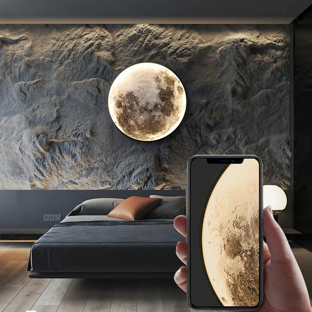 LED Moon Wall Light �C 3D Textured Lunar Lamp with Soft Glow