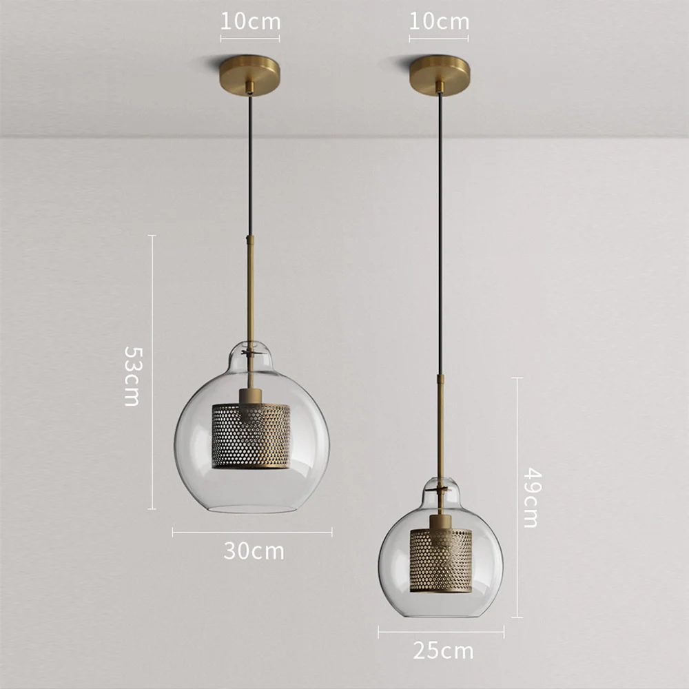 Modern Glass Pendant Light with Perforated Metal Inner Shade �C Contemporary Ceiling Fixture