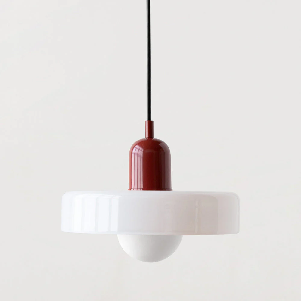 Modern Bauhaus Pendant Light with Glossy Glass Shade