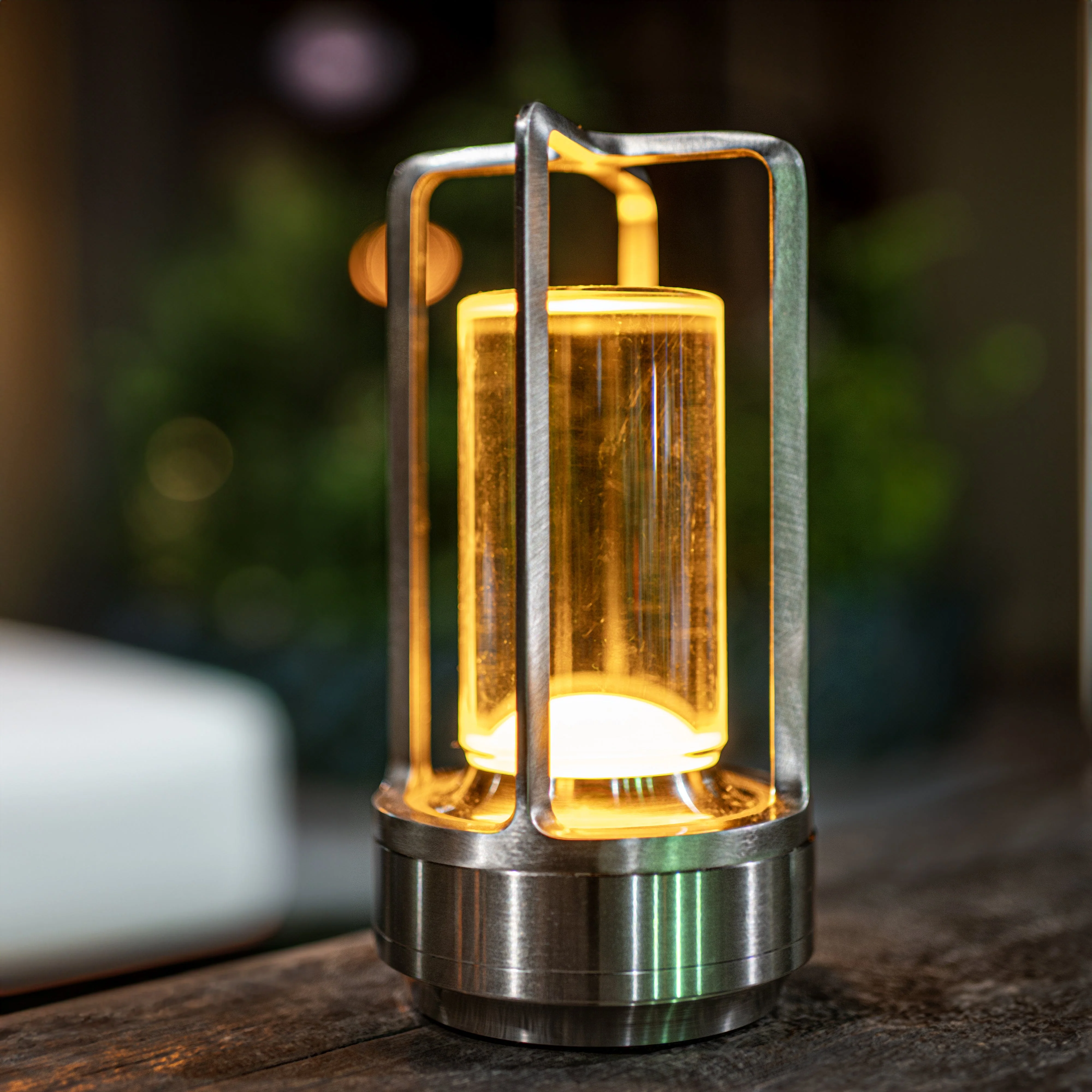 Modern Crystal Lantern Table Lamp with Touch Control & USB Charging