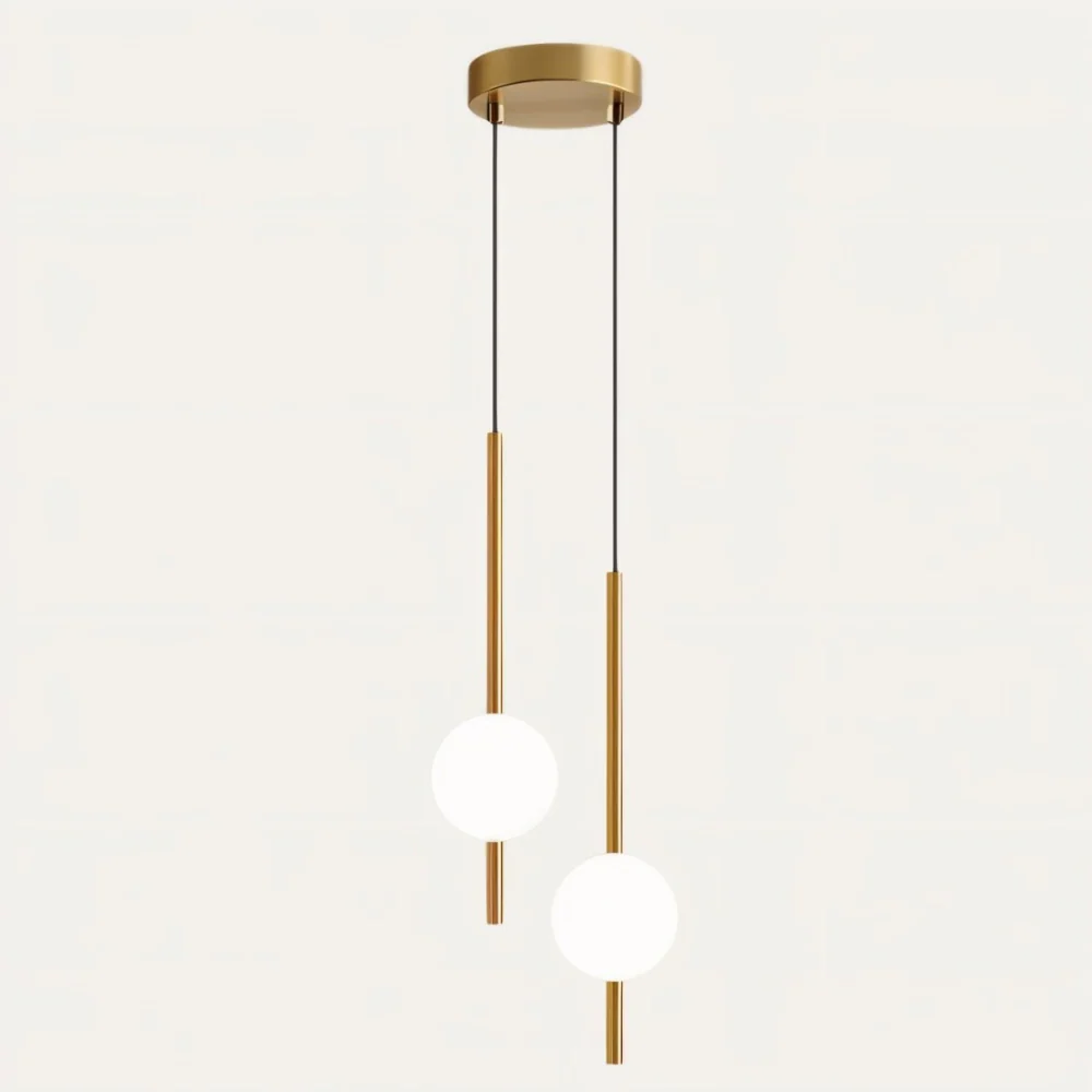 Modern Nordic Afzal Pendant Light with Dual Glass Orbs and Adjustable Cord