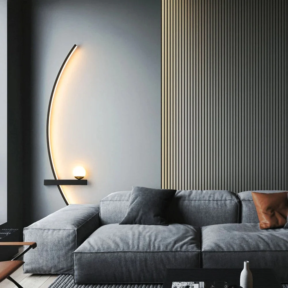 Minimalist LED Wall Light with Shelf �C Modern Arc Design & Ambient Lighting