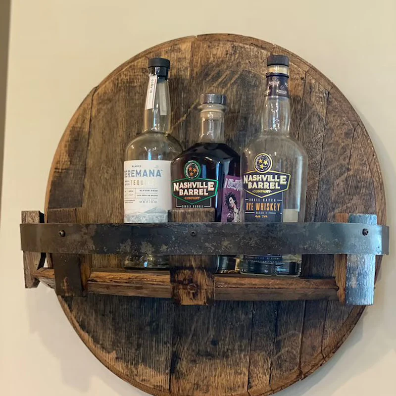 Rustic Barrel-Inspired Wall Wine Rack �C Reclaimed Wood & Metal Design