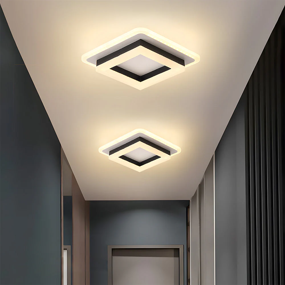 Modern Square LED Flush Mount Ceiling Light �C Minimalist Hallway & Bedroom Fixture