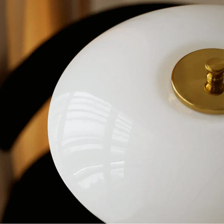 Scandinavian Art Deco Table Lamp with Glossy Dome Shade