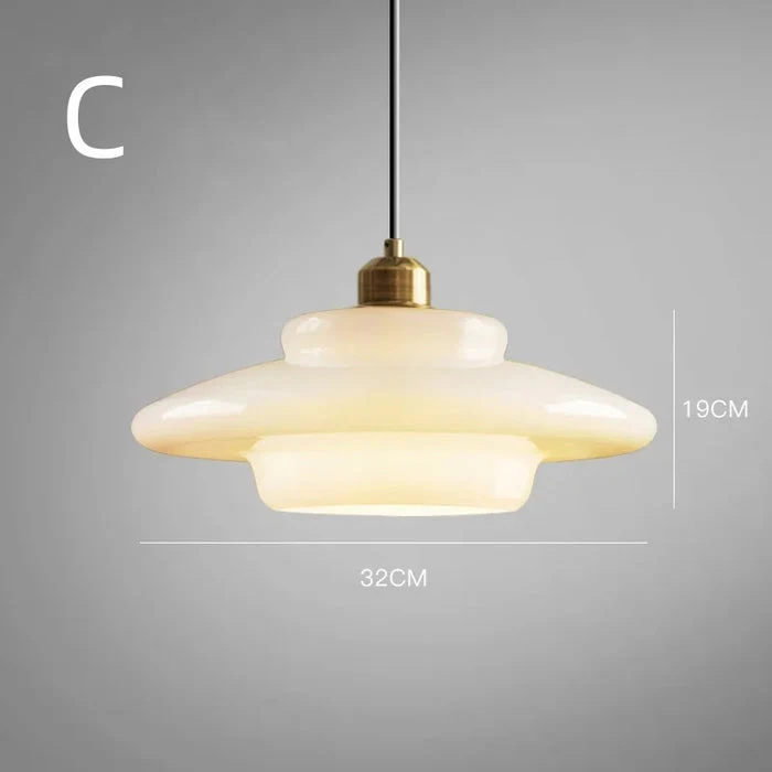 Modern Minimalist Glass Pendant Lamp with Brass Accents