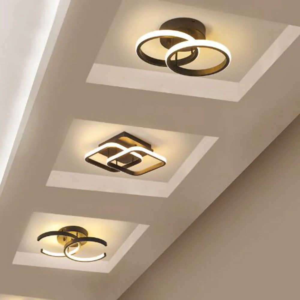 Modern LED Ceiling Light with Sculptural Loop Design �C Iron & Acrylic Flush Mount