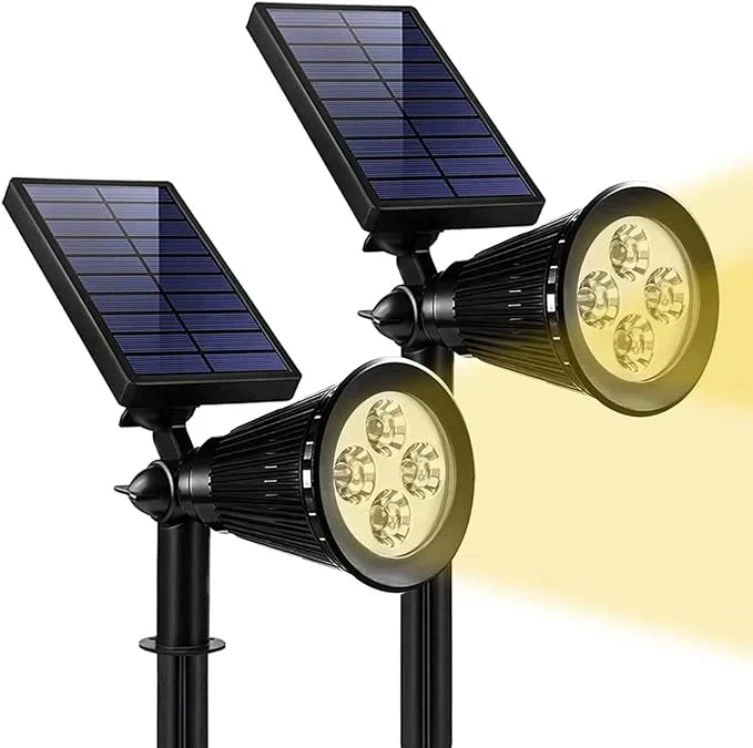 Solar Spot Light | Black Plastic & Solar Panel | Weather-Resistant & Adjustable Angle | Garden Enhancement
