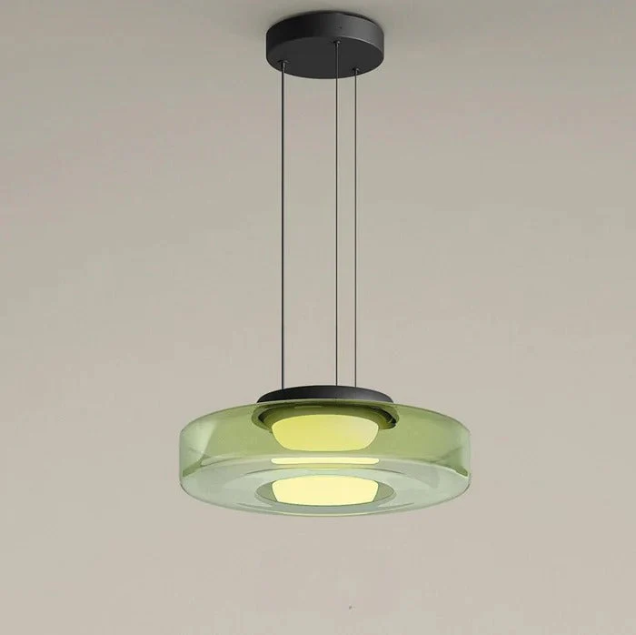 Pendant Lamp | Amber Glass & Black Metal | Bauhaus Style | Modern Art Spaces