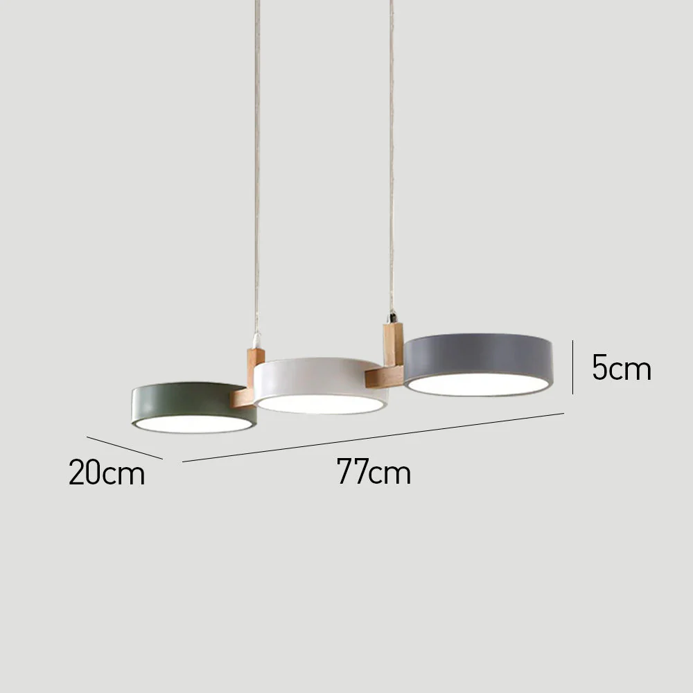 Modern Nordic Triple Cylinder Pendant Light with Wood Accent �C LED, 77cm Ceiling Fixture