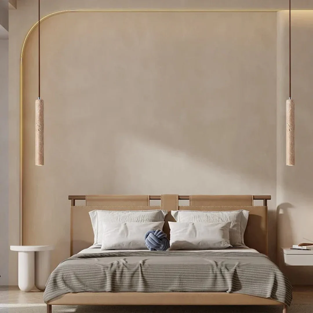 Minimalist Travertine Wabi-Sabi LED Pendant Light for Modern Homes