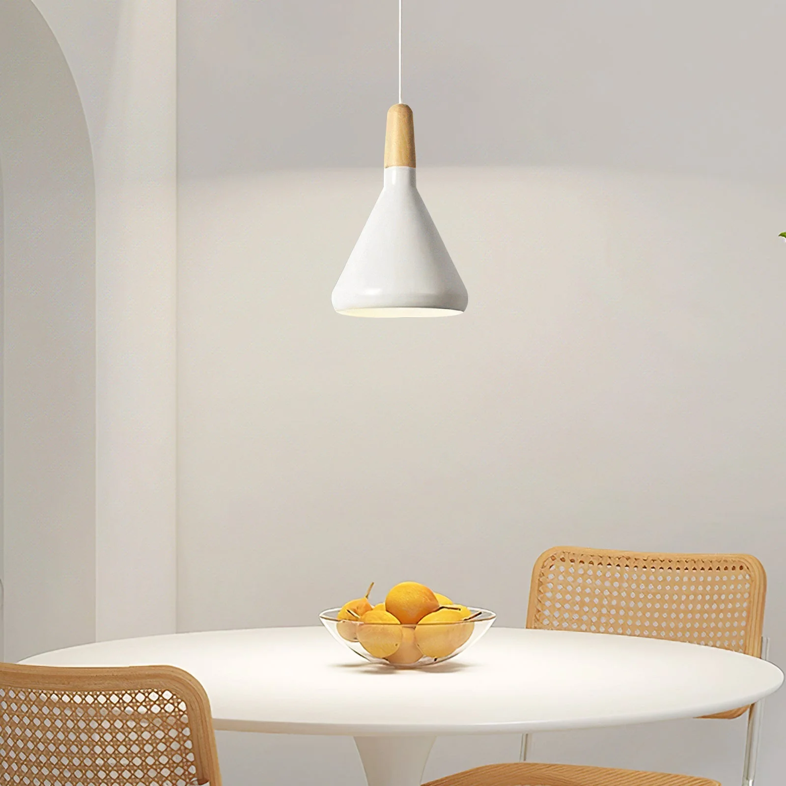 Modern Minimalist Pendant Light with Wood and Metal Contrast