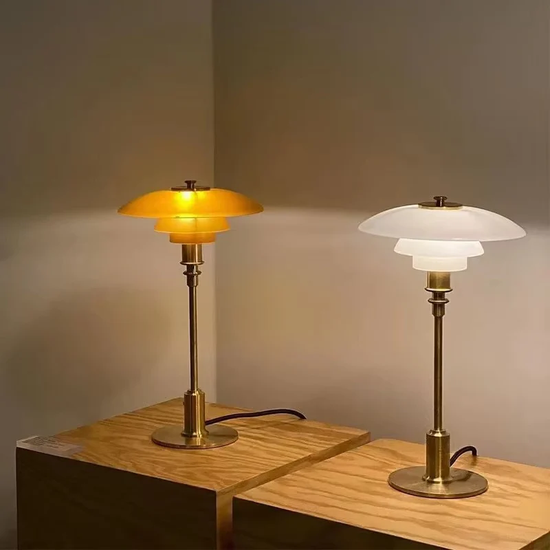 Scandinavian Art Deco Table Lamp with Glossy Dome Shade