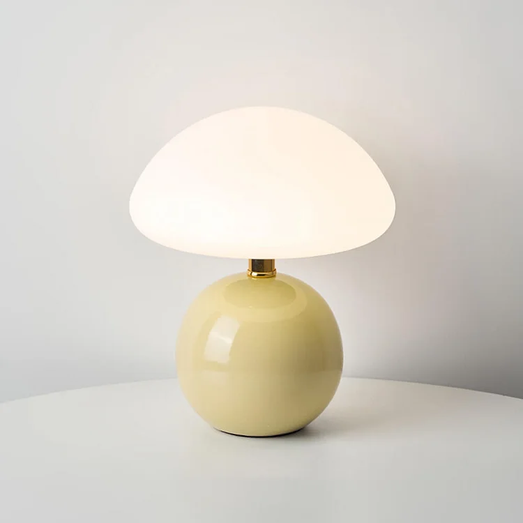Mid-Century Modern Mushroom Table Lamp with Glossy Ceramic Finish