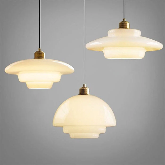 Modern Minimalist Glass Pendant Lamp with Brass Accents
