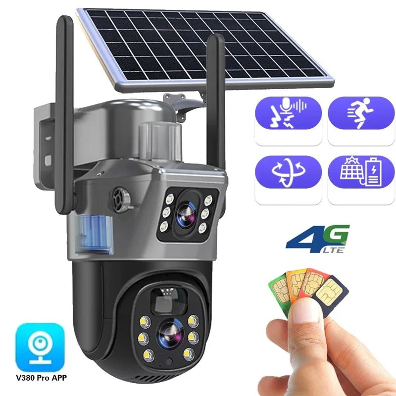 Solar-Powered 4K Security Camera with Dual-Lens & 360�� App Control