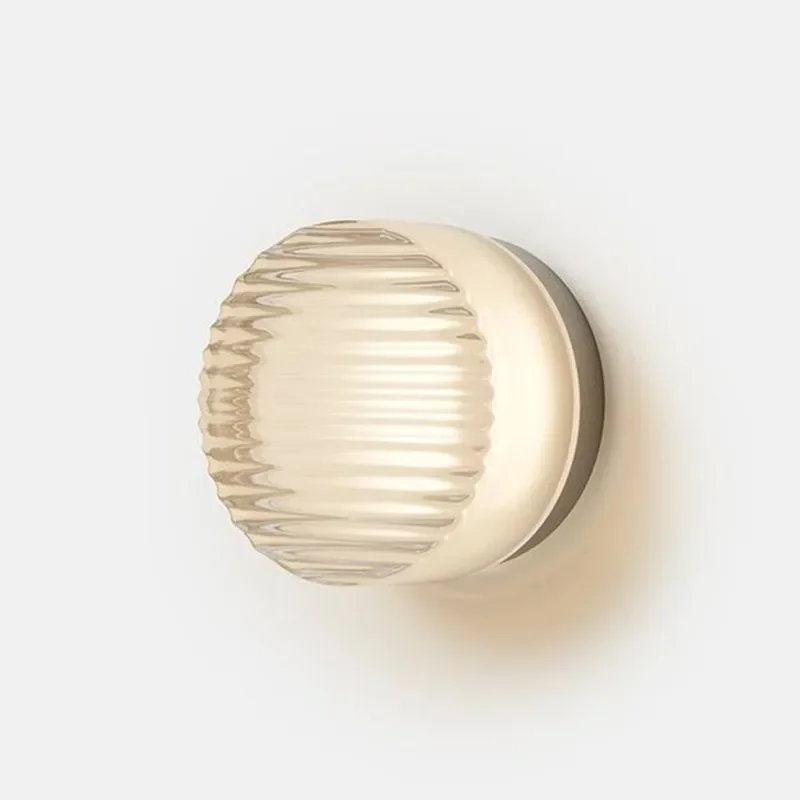 Modern LED Flush Mount Ceiling Light With Ribbed Glass Diffuser