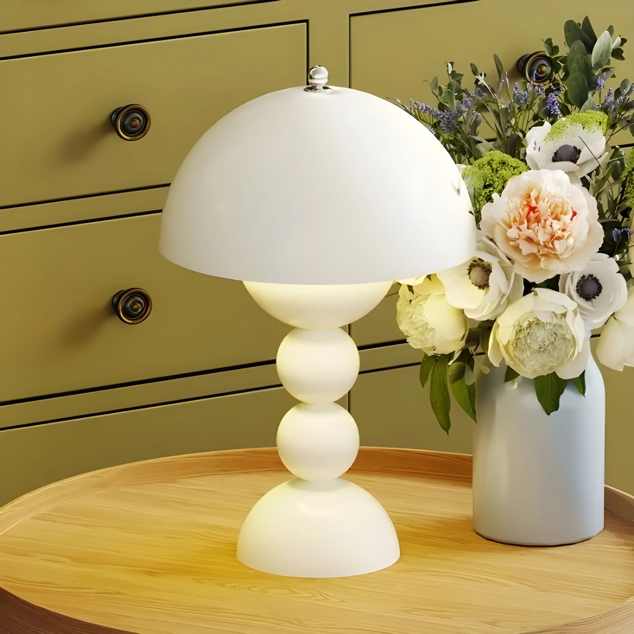 Scandinavian Design Table Lamp with Dimmable LED and Glossy Finish