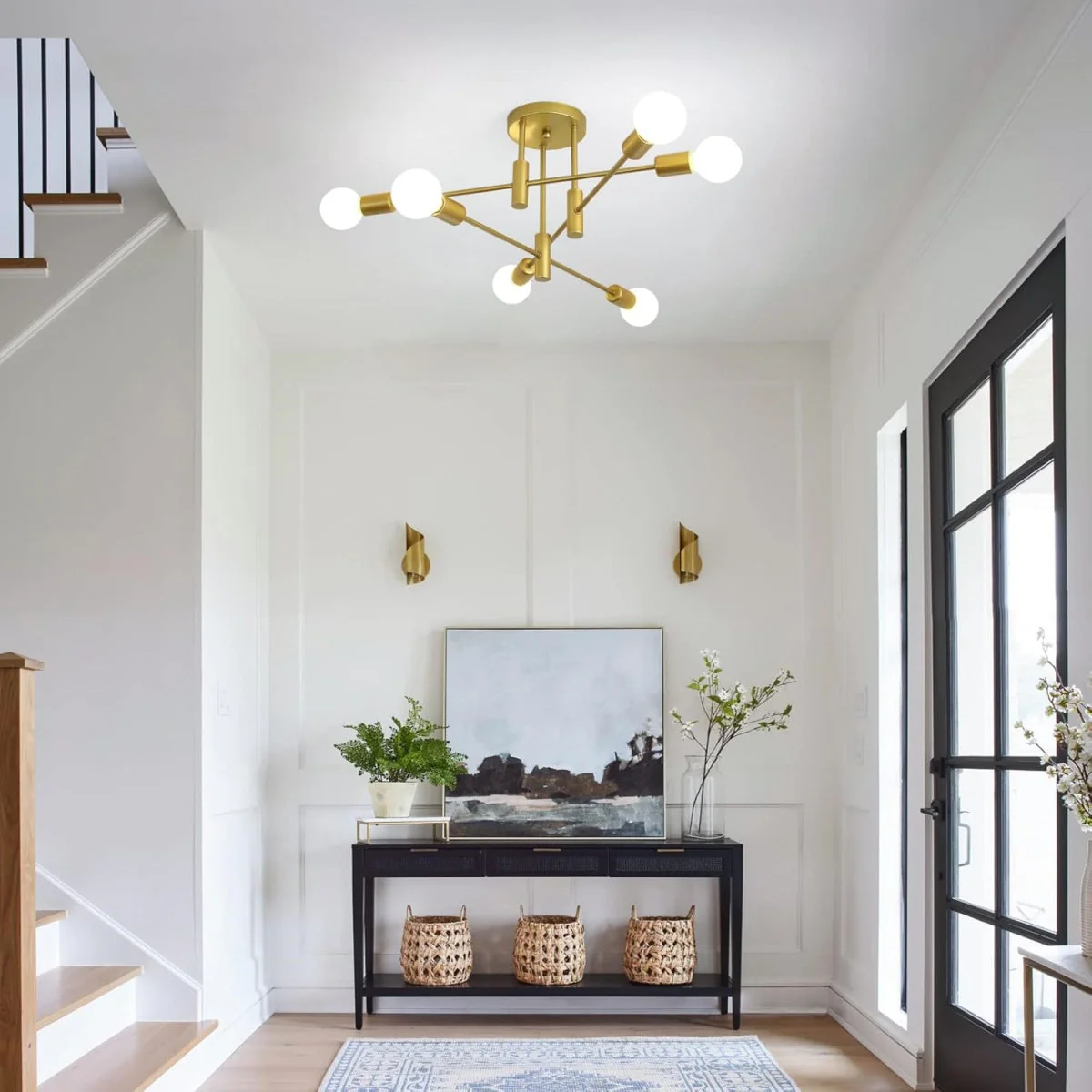 Modern Nordic Flush Ceiling Light �C Minimalist Metal Fixture with Geometric Design