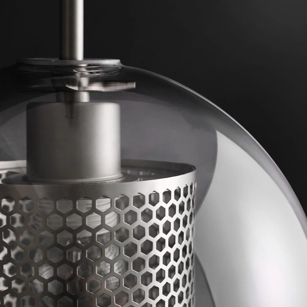 Modern Glass Pendant Light with Perforated Metal Inner Shade �C Contemporary Ceiling Fixture