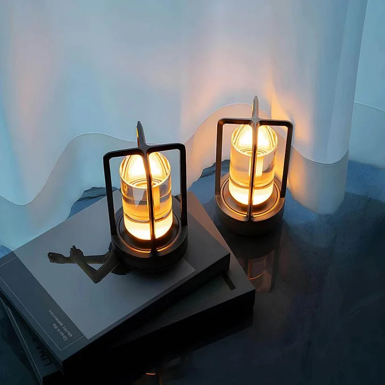 Modern Crystal Lantern Table Lamp with Touch Control & USB Charging