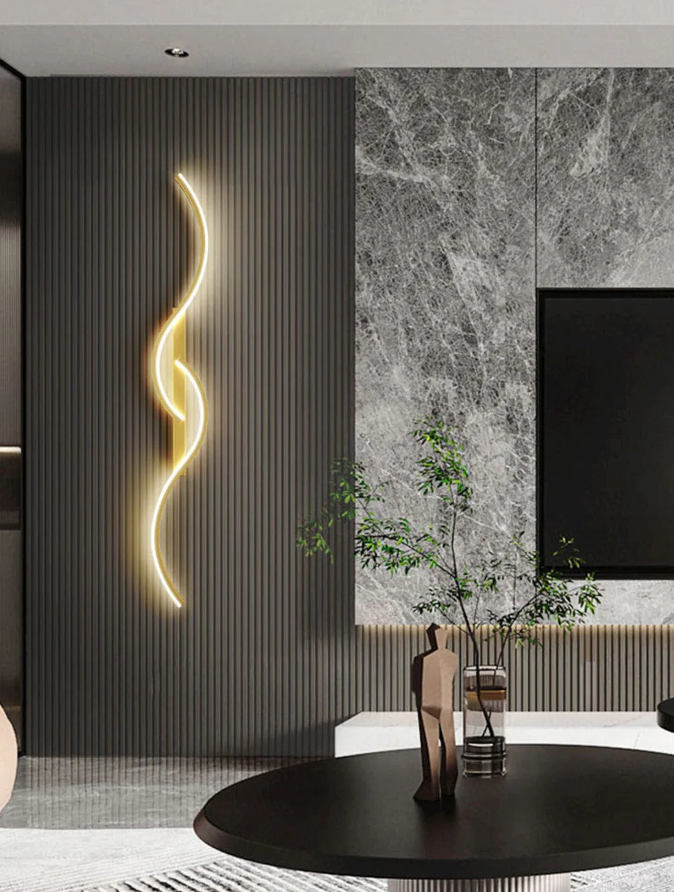 Modern LED Wall Sculpture Light �C Minimalist Curved Design in Metal & Aluminium